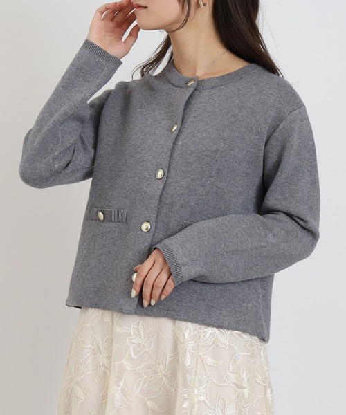 TRUDEA(トルディア)の「ダブルジャガードニットカーディガンジャケット(カーディガン/ボレロ・レディース・アイボリー/ブラック/チャコールグレー・MEDIUM)」の3枚目の写真