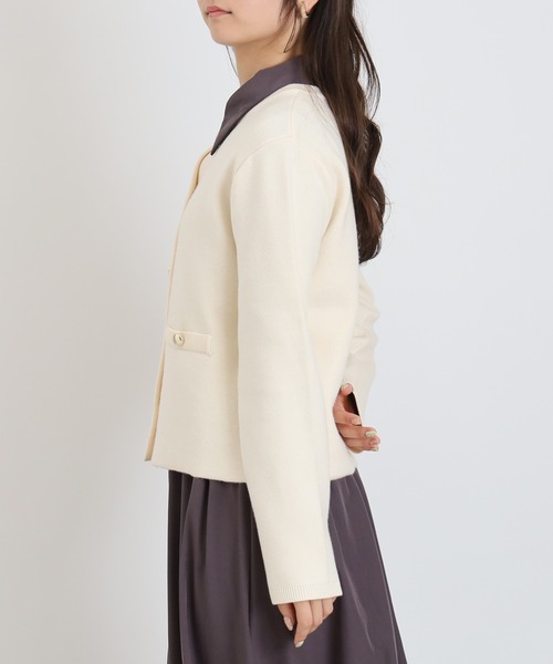 TRUDEA(トルディア)の「ダブルジャガードニットカーディガンジャケット(カーディガン/ボレロ・レディース・アイボリー/ブラック/チャコールグレー・MEDIUM)」の5枚目の写真