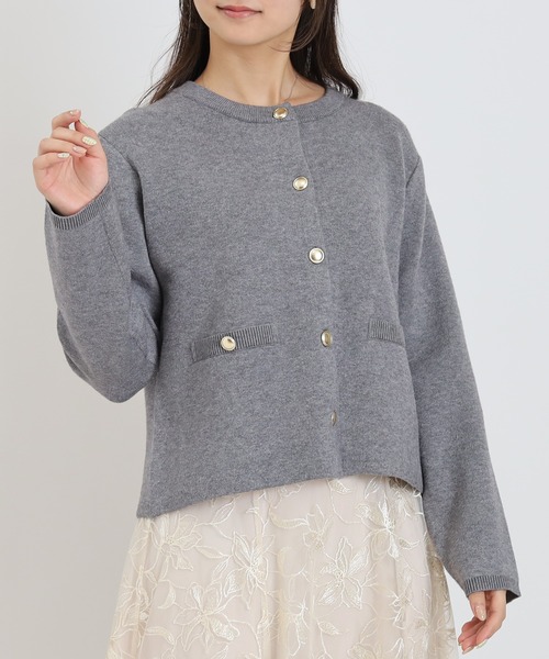 TRUDEA(トルディア)の「ダブルジャガードニットカーディガンジャケット(カーディガン/ボレロ・レディース・アイボリー/ブラック/チャコールグレー・MEDIUM)」の8枚目の写真