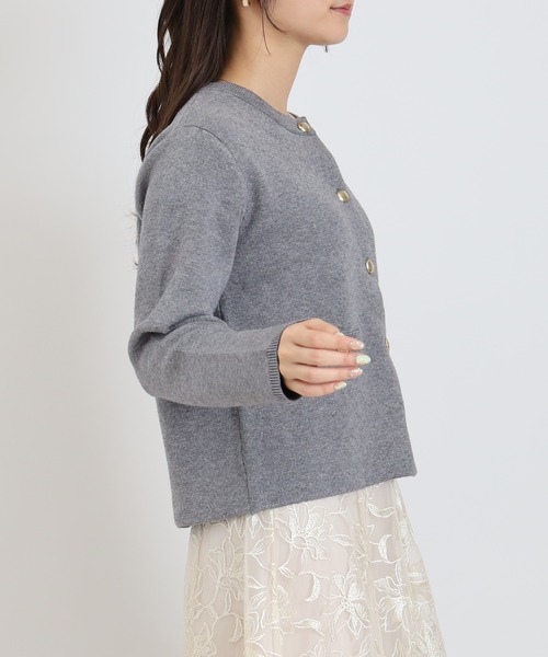 TRUDEA(トルディア)の「ダブルジャガードニットカーディガンジャケット(カーディガン/ボレロ・レディース・アイボリー/ブラック/チャコールグレー・MEDIUM)」の9枚目の写真