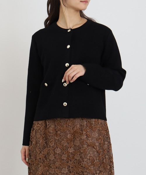 TRUDEA(トルディア)の「ダブルジャガードニットカーディガンジャケット(カーディガン/ボレロ・レディース・アイボリー/ブラック/チャコールグレー・MEDIUM)」の12枚目の写真