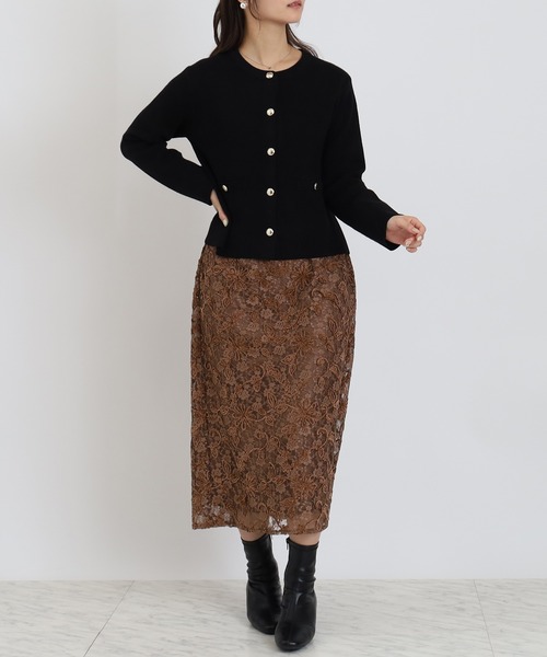 TRUDEA(トルディア)の「ダブルジャガードニットカーディガンジャケット(カーディガン/ボレロ・レディース・アイボリー/ブラック/チャコールグレー・MEDIUM)」の15枚目の写真