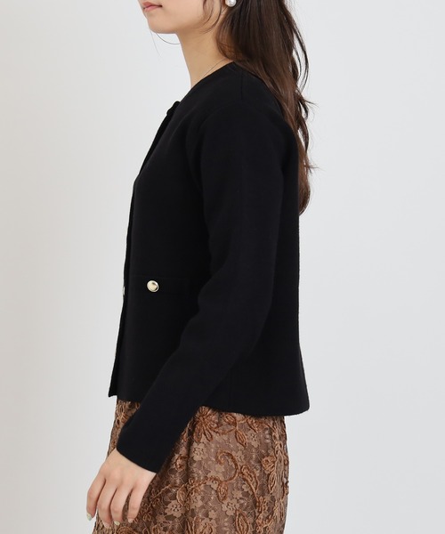 TRUDEA(トルディア)の「ダブルジャガードニットカーディガンジャケット(カーディガン/ボレロ・レディース・アイボリー/ブラック/チャコールグレー・MEDIUM)」の13枚目の写真