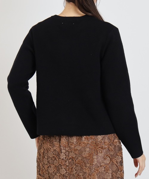 TRUDEA(トルディア)の「ダブルジャガードニットカーディガンジャケット(カーディガン/ボレロ・レディース・アイボリー/ブラック/チャコールグレー・MEDIUM)」の14枚目の写真