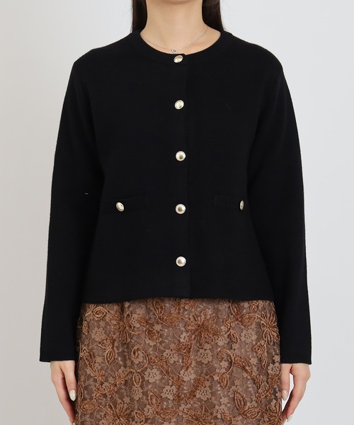 TRUDEA(トルディア)の「ダブルジャガードニットカーディガンジャケット(カーディガン/ボレロ・レディース・アイボリー/ブラック/チャコールグレー・MEDIUM)」の16枚目の写真