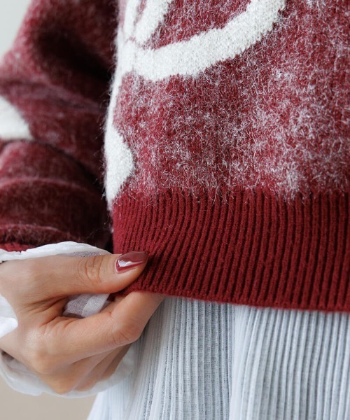 flower（フラワー）の「ルーピングリボンニット（ニット/セーター・レディース・バーガンディー/グレー・FREE）」の9枚目の写真