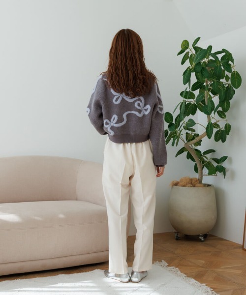 flower（フラワー）の「ルーピングリボンニット（ニット/セーター・レディース・バーガンディー/グレー・FREE）」の12枚目の写真