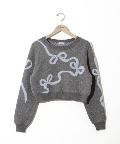 flower（フラワー）の「ルーピングリボンニット（ニット/セーター・レディース・バーガンディー/グレー・FREE）」の13枚目の写真