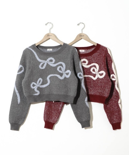 flower（フラワー）の「ルーピングリボンニット（ニット/セーター・レディース・バーガンディー/グレー・FREE）」の15枚目の写真