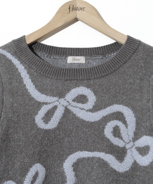 flower（フラワー）の「ルーピングリボンニット（ニット/セーター・レディース・バーガンディー/グレー・FREE）」の17枚目の写真