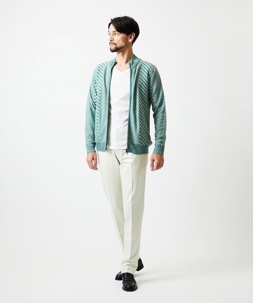 MICHEL KLEIN HOMME   （ミッシェルクランオム）の「グラデーションスタンドカラーニットブルゾン（カーディガン/ボレロ・メンズ・ライトグレー/グリーン/ネイビー・MEDIUM/LARGE/X-LARGE）」の19枚目の写真