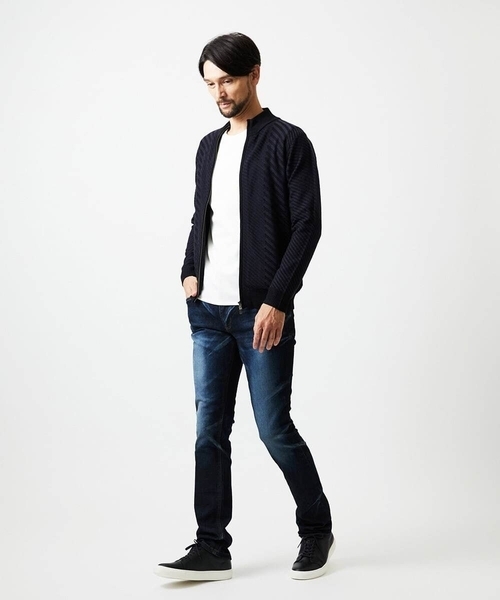 MICHEL KLEIN HOMME   （ミッシェルクランオム）の「グラデーションスタンドカラーニットブルゾン（カーディガン/ボレロ・メンズ・ライトグレー/グリーン/ネイビー・MEDIUM/LARGE/X-LARGE）」の12枚目の写真
