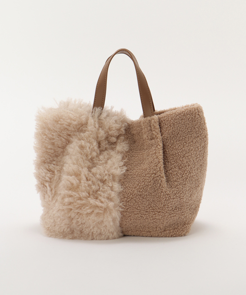 B.C STOCK（ベーセーストック）の「T.S.L/ティーエスエル フェイクファートートバッグ（ショルダーバッグ・レディース・ブラウン/ベージュ/チャコールグレー・FREE）」の3枚目の写真