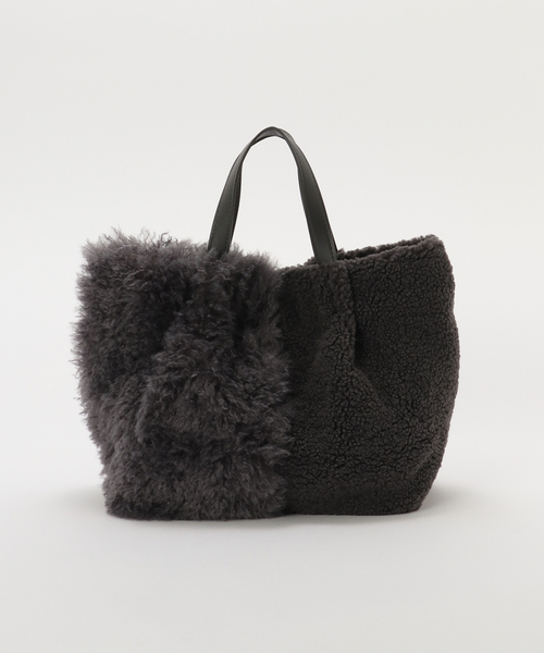 B.C STOCK（ベーセーストック）の「T.S.L/ティーエスエル フェイクファートートバッグ（ショルダーバッグ・レディース・ブラウン/ベージュ/チャコールグレー・FREE）」の2枚目の写真