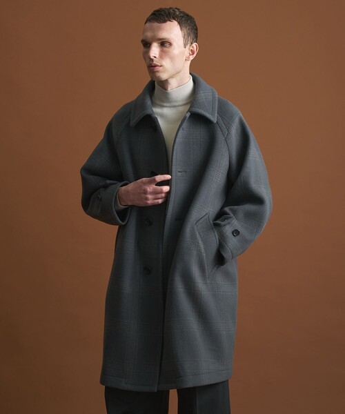 Super140s メルトンオーバーサイズバルカラーコート【チェック柄