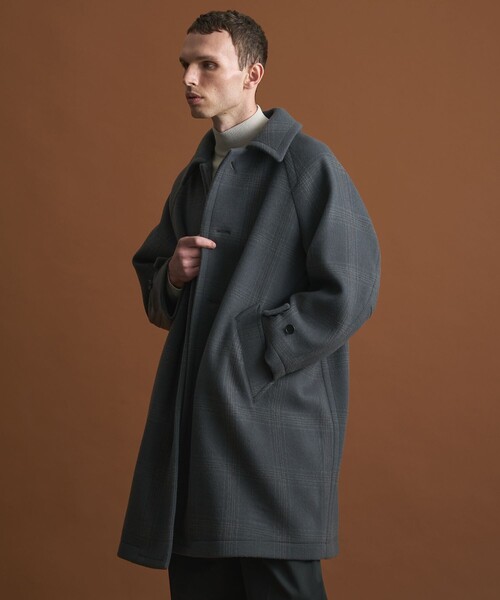 ステンカラーコート コート Super140s メルトンオーバーサイズステン