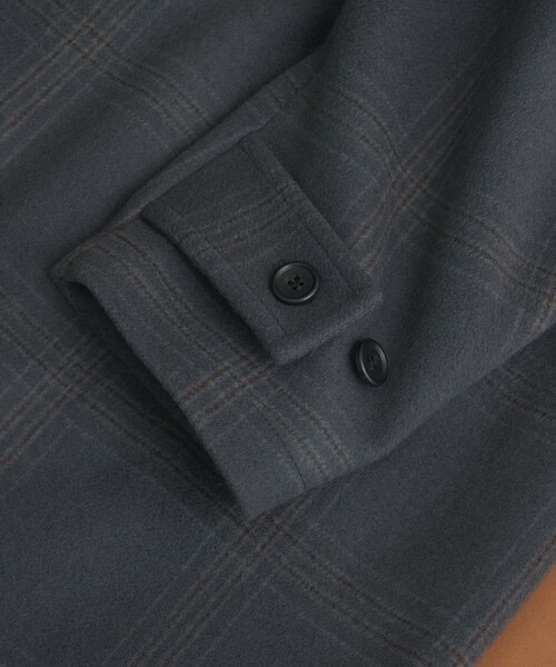 Super140s メルトンオーバーサイズバルカラーコート【チェック柄
