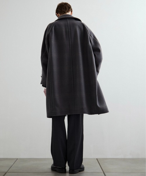 Super140s メルトンオーバーサイズバルカラーコート【チェック柄