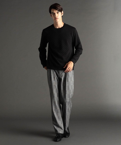 MONSIEUR NICOLE(ムッシュニコル)の「【ex/tra】ダイヤ柄ジャカード クルーネックカットソー(Tシャツ/カットソー・メンズ・ブラック/ライトグレー・MEDIUM/LARGE/X-LARGE)」の4枚目の写真