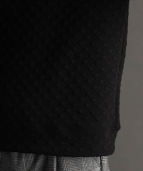 MONSIEUR NICOLE(ムッシュニコル)の「【ex/tra】ダイヤ柄ジャカード クルーネックカットソー(Tシャツ/カットソー・メンズ・ブラック/ライトグレー・MEDIUM/LARGE/X-LARGE)」の9枚目の写真