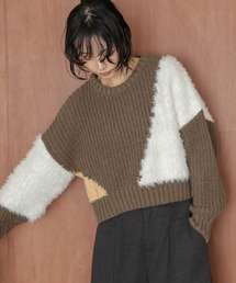 AMELY（エミリー）の「異素材MIXデザインニットトップス（ニット/セーター）」