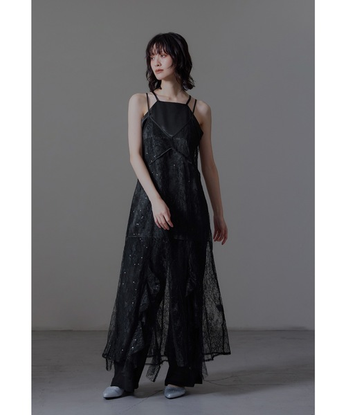 セール】スパークルレースレディドレス 3点セット レース パンツドレス