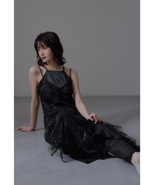 セール】スパークルレースレディドレス 3点セット レース パンツドレス