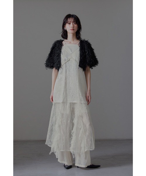 セール】スパークルレースレディドレス 3点セット レース パンツドレス