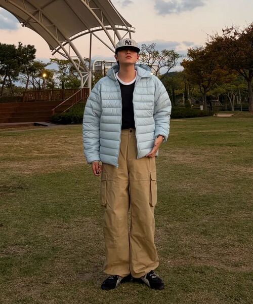 P.IN.O(ピインオ)の「ライトタイプフードパディング(ダウンジャケット/コート・メンズ・ラベンダー/ブラウン/ブラック/スカイブルー・SMALL/MEDIUM/LARGE)」の14枚目の写真