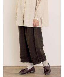 【Cross×Linen】裾フリルパンツ