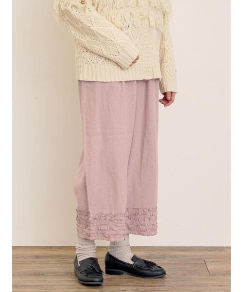 Samansa Mos2（サマンサ モスモス）の「【Cross×Linen】裾フリルパンツ