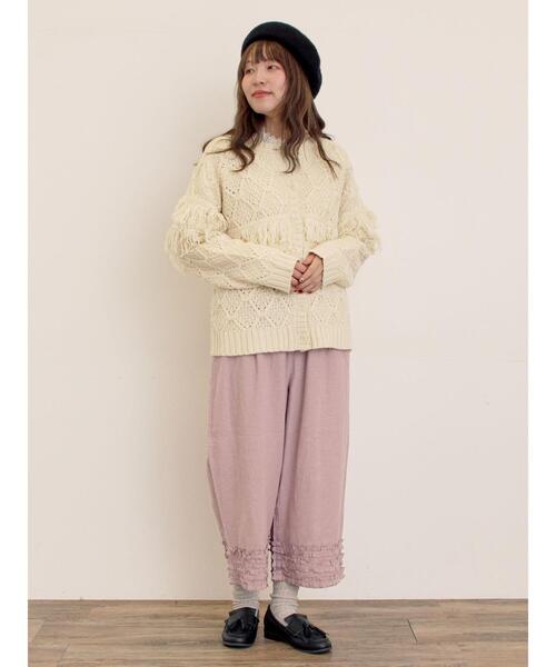 Samansa Mos2（サマンサ モスモス）の「【Cross×Linen】裾フリルパンツ