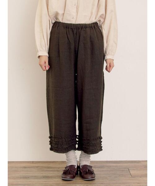 sm2 ◾️立川限定▪️リネン裾フリルパンツ▪️チャコール 新品☆SM2 裾フリルパンツ 立川限定リネン裾フリルパンツ（オフ