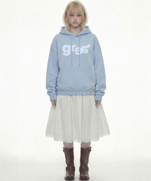 GRAVER（グレーバー）の「[ユニセックス]GRAE-Sストライプフードパーカー_5カラー（パーカー・レディース・ブラック/アイボリー/ライトグレー/ホワイト/ブラウン/スカイブルー・SMALL/MEDIUM/LARGE）」の17枚目の写真