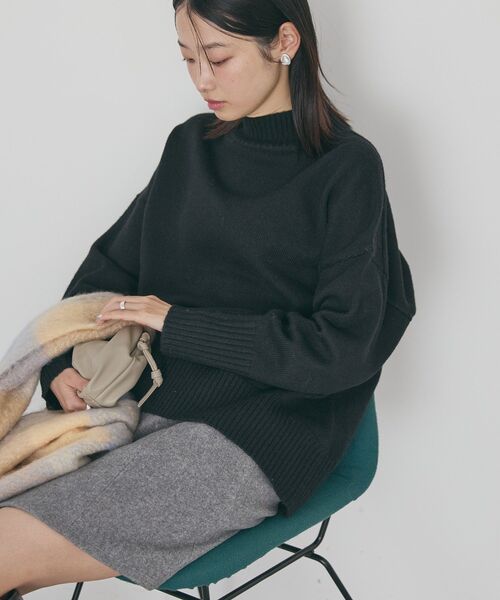 AMERICAN HOLIC(アメリカンホリック)の「モックネックコクーンニットプルオーバー(ニット/セーター・レディース・ベージュ/ブラック/パープル/ミント/杢グレー・M/L)」の12枚目の写真