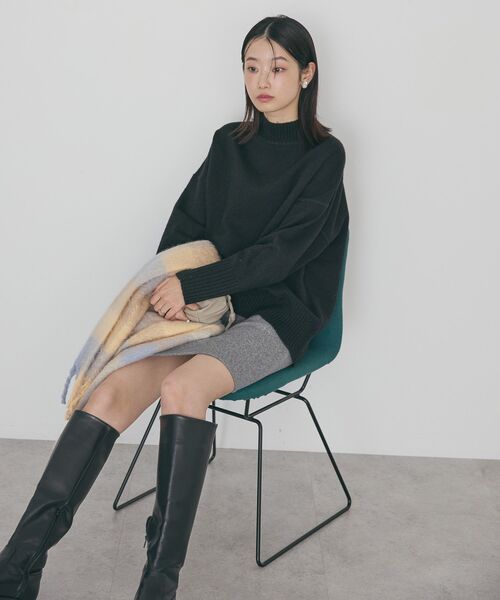 AMERICAN HOLIC(アメリカンホリック)の「モックネックコクーンニットプルオーバー(ニット/セーター・レディース・ベージュ/ブラック/パープル/ミント/杢グレー・M/L)」の14枚目の写真