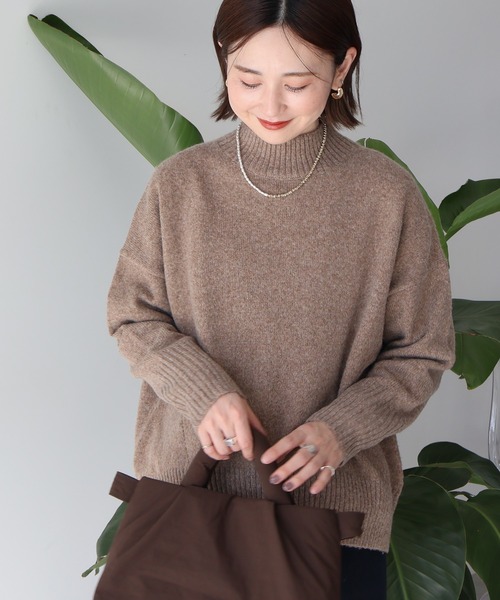 AMERICAN HOLIC(アメリカンホリック)の「モックネックコクーンニットプルオーバー(ニット/セーター・レディース・ベージュ/ブラック/パープル/ミント/杢グレー・M/L)」の3枚目の写真