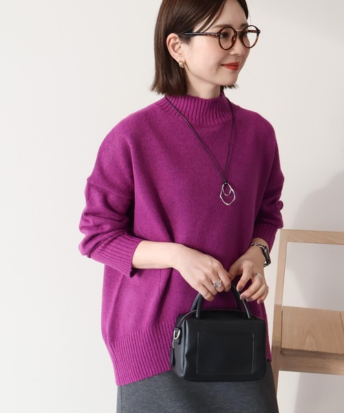 AMERICAN HOLIC(アメリカンホリック)の「モックネックコクーンニットプルオーバー(ニット/セーター・レディース・ベージュ/ブラック/パープル/ミント/杢グレー・M/L)」の5枚目の写真