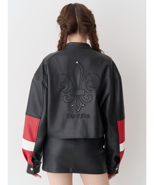 EVRIS（エヴリス）の「エンブレムドッキングバイカーブルゾン（ブルゾン・レディース・ブラック/その他1/ブラウン・FREE）」の3枚目の写真