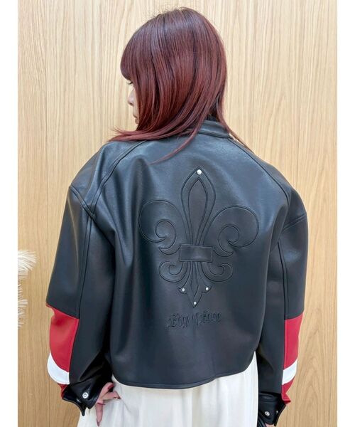 EVRIS（エヴリス）の「エンブレムドッキングバイカーブルゾン（ブルゾン・レディース・ブラック/その他1/ブラウン・FREE）」の5枚目の写真