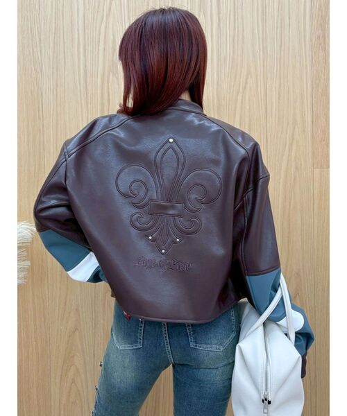 EVRIS（エヴリス）の「エンブレムドッキングバイカーブルゾン（ブルゾン・レディース・ブラック/その他1/ブラウン・FREE）」の8枚目の写真