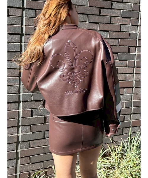 EVRIS（エヴリス）の「エンブレムドッキングバイカーブルゾン（ブルゾン・レディース・ブラック/その他1/ブラウン・FREE）」の12枚目の写真