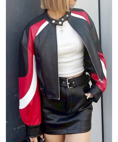 EVRIS（エヴリス）の「エンブレムドッキングバイカーブルゾン（ブルゾン・レディース・ブラック/その他1/ブラウン・FREE）」の16枚目の写真