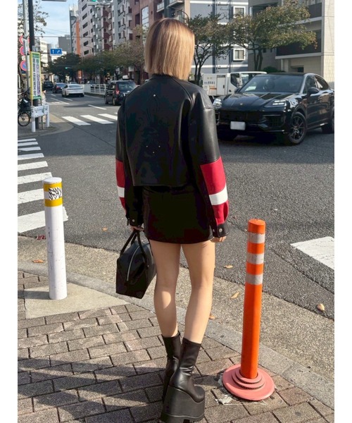 EVRIS（エヴリス）の「エンブレムドッキングバイカーブルゾン（ブルゾン・レディース・ブラック/その他1/ブラウン・FREE）」の19枚目の写真