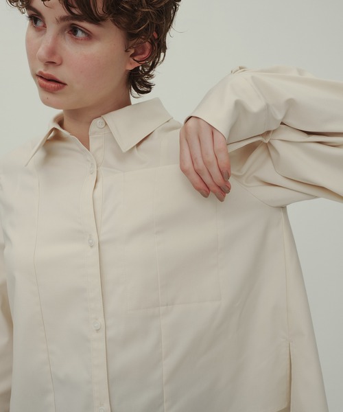 CITY TOKYO(シティトウキョウ)の「Balloon Sleeve Shirt/バルーンスリーブシャツ(シャツ/ブラウス・レディース・アイボリー/ダークグレー/マルチ・FREE)」の6枚目の写真