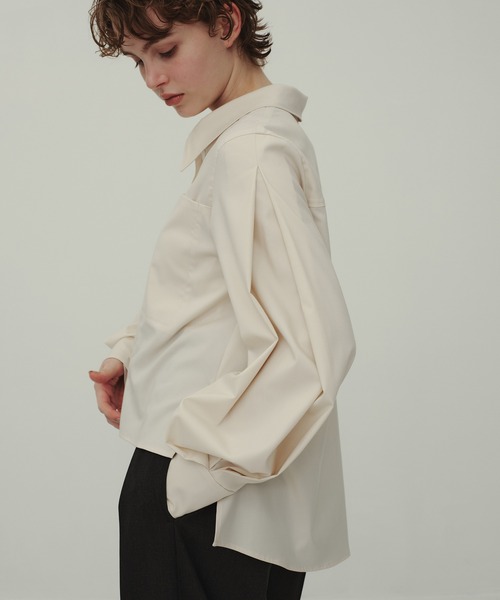 CITY TOKYO(シティトウキョウ)の「Balloon Sleeve Shirt/バルーンスリーブシャツ(シャツ/ブラウス・レディース・アイボリー/ダークグレー/マルチ・FREE)」の5枚目の写真