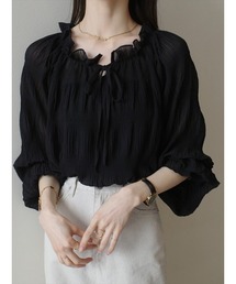amel | リボンタイシャーリングブラウス / ブラック(シャツ/ブラウス)