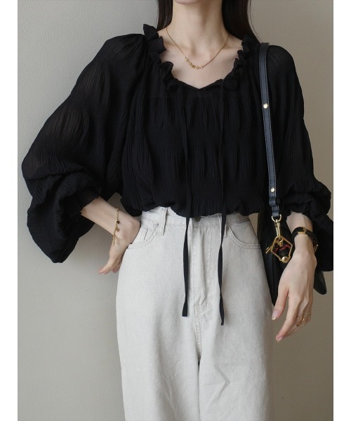 amel(エイメル)の「リボンタイシャーリングブラウス / ブラック(シャツ/ブラウス・レディース・ブラック・FREE)」の6枚目の写真