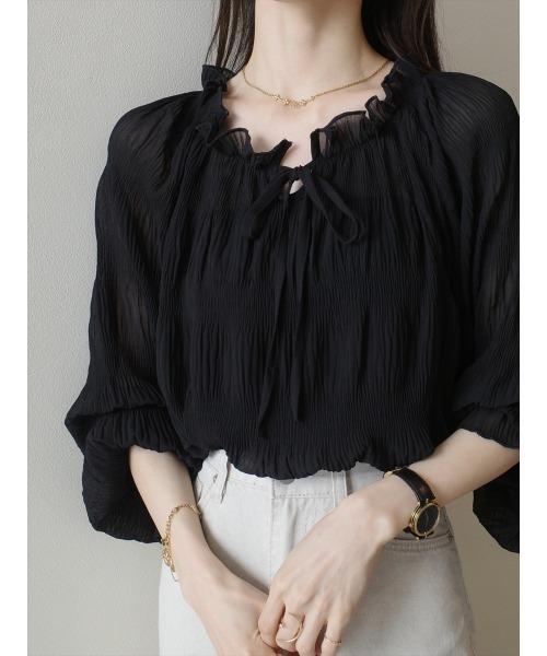 amel(エイメル)の「リボンタイシャーリングブラウス / ブラック(シャツ/ブラウス・レディース・ブラック・FREE)」の7枚目の写真