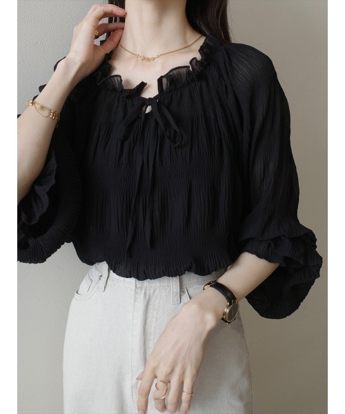 amel(エイメル)の「リボンタイシャーリングブラウス / ブラック(シャツ/ブラウス・レディース・ブラック・FREE)」の8枚目の写真